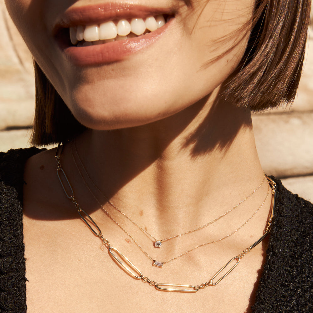 Emerald-Cut 0.20 TCW Lab Grown Diamond Solitaire Necklaces 5