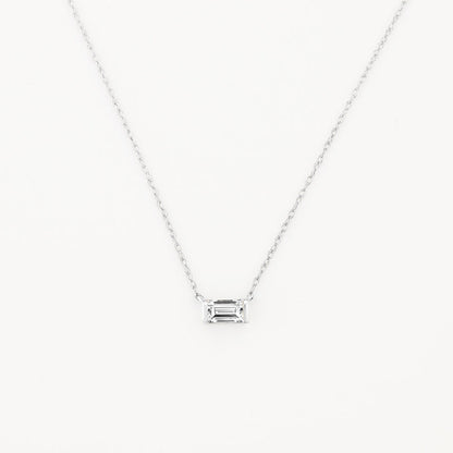 Elegant Silver Necklaces with Lab-Created Baguette Diamond 1