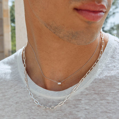 Elegant Silver Necklaces with Lab-Created Baguette Diamond 3