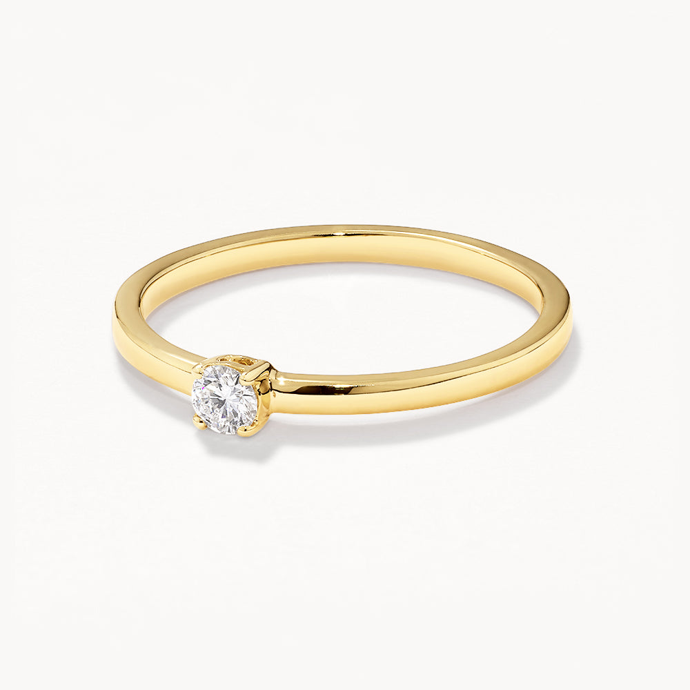 Elegant 0.10 CT Round Lab Grown Diamond Gold Solitaire Ring