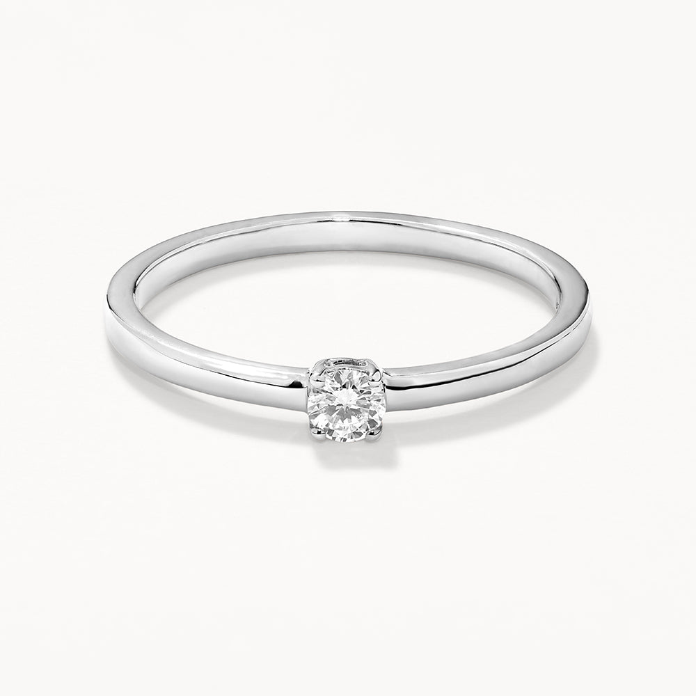 0.10 CT Round Lab Grown Diamond Classic Solitaire Engagement Ring