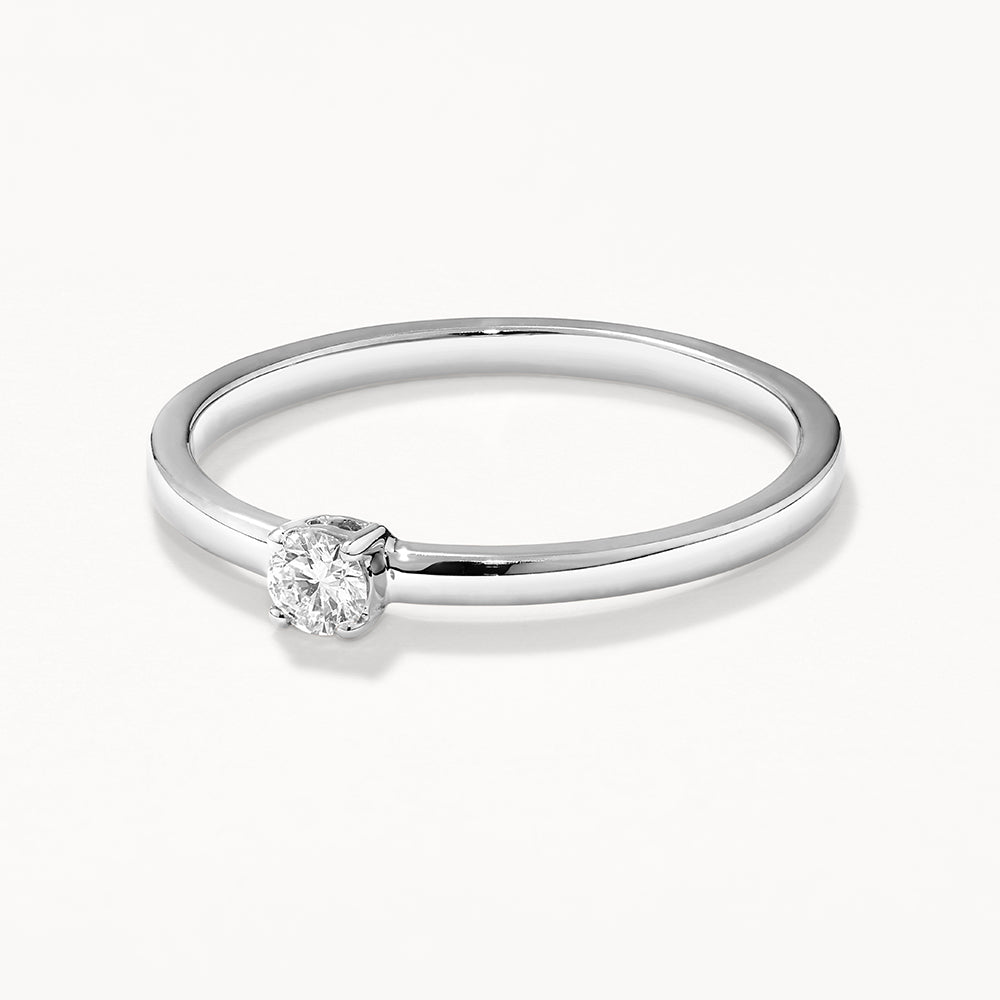 0.10 CT Round Lab Grown Diamond Classic Solitaire Engagement Ring