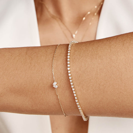 Elegant 0.90 TCW Round Lab-Grown Diamond Tennis Bracelet in Gold