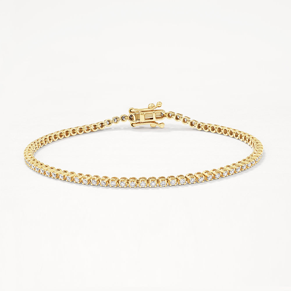 Elegant 0.90 TCW Round Lab-Grown Diamond Tennis Bracelet in Gold