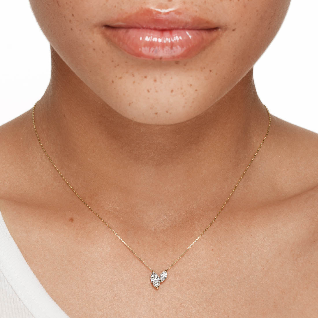 Radiant Duo: 0.70 CT Double Marquise Lab Grown Diamond Necklace