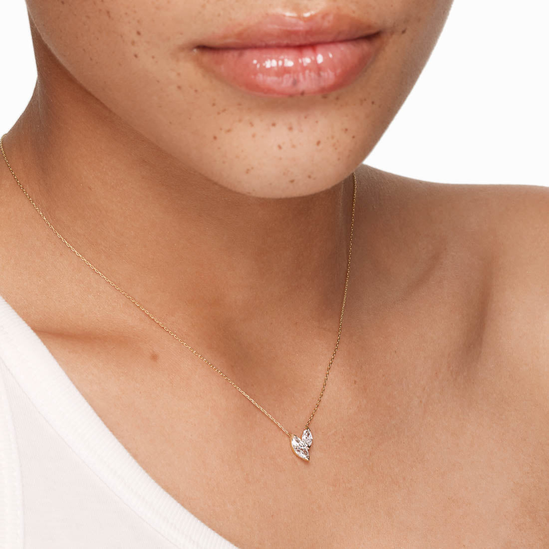 Radiant Duo: 0.70 CT Double Marquise Lab Grown Diamond Necklace