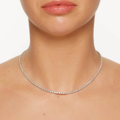 4.0 TCW Round Lab Grown Diamond Gold Tennis Necklace 4