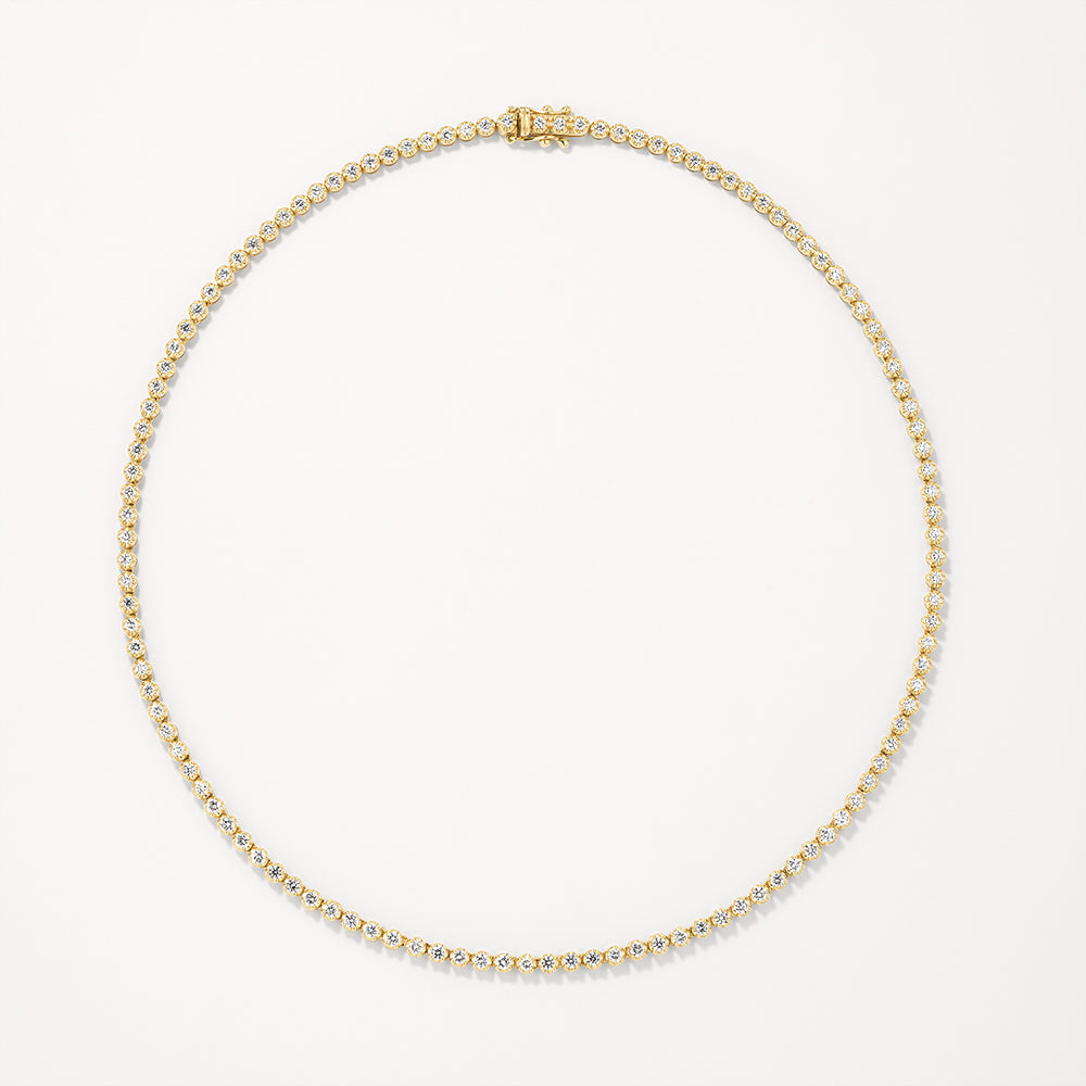 4.0 TCW Round Lab Grown Diamond Gold Tennis Necklace 1