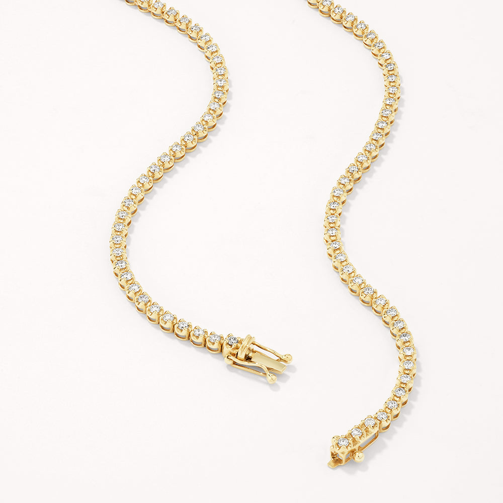 4.0 TCW Round Lab Grown Diamond Gold Tennis Necklace 7