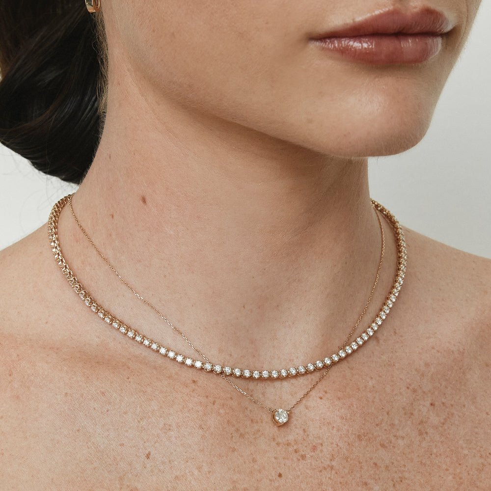 4.0 TCW Round Lab Grown Diamond Gold Tennis Necklace 3