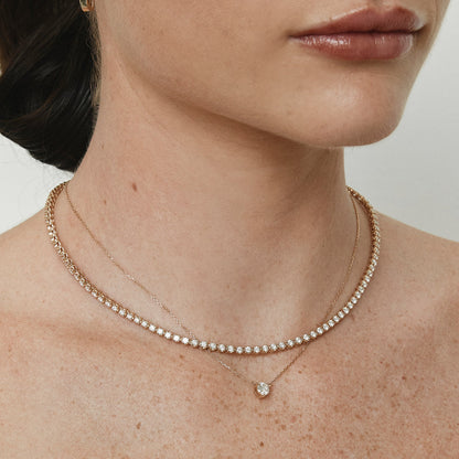 4.0 TCW Round Lab Grown Diamond Gold Tennis Necklace 3
