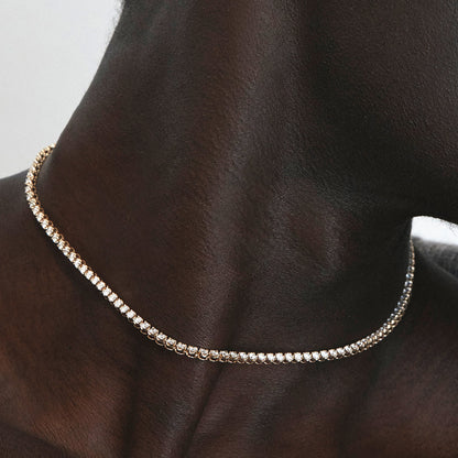 4.0 TCW Round Lab Grown Diamond Gold Tennis Necklace 8