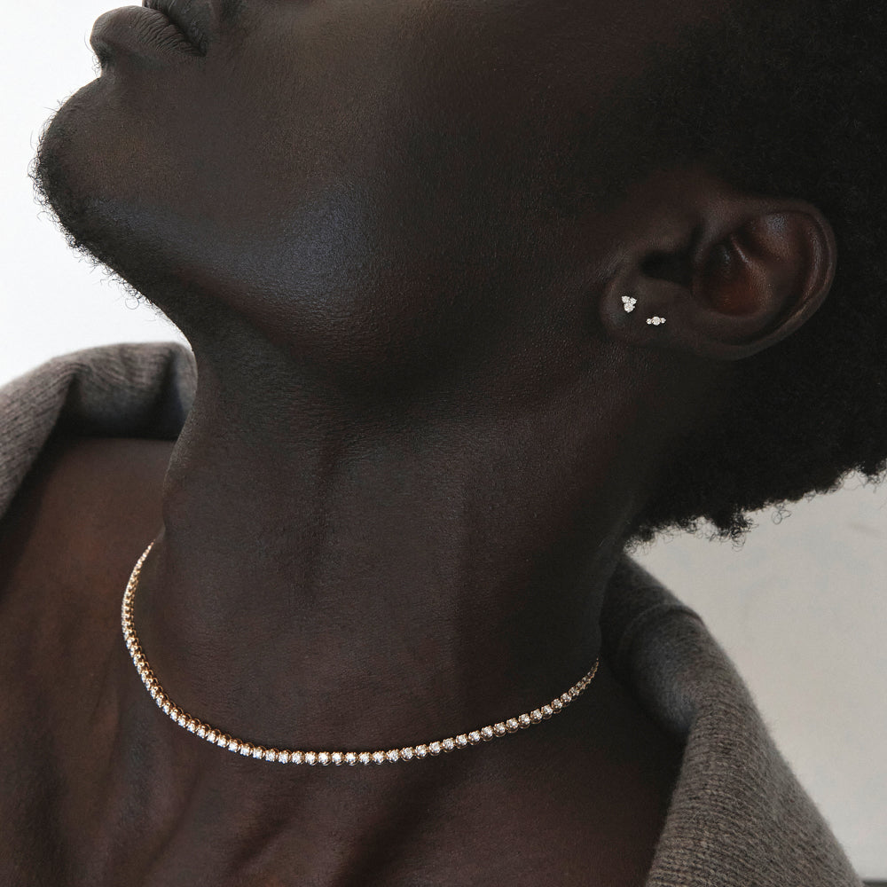 4.0 TCW Round Lab Grown Diamond Gold Tennis Necklace 6