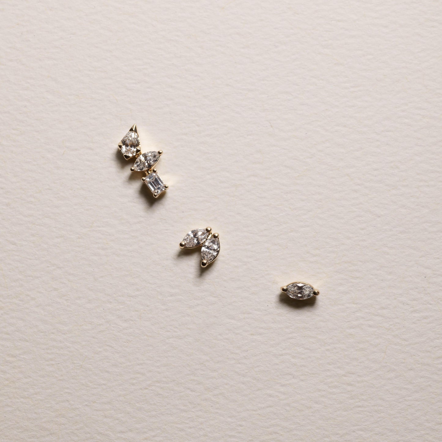 0.18 TCW Round, Marquise & Emerald Lab Grown Diamond Stud Earrings 3