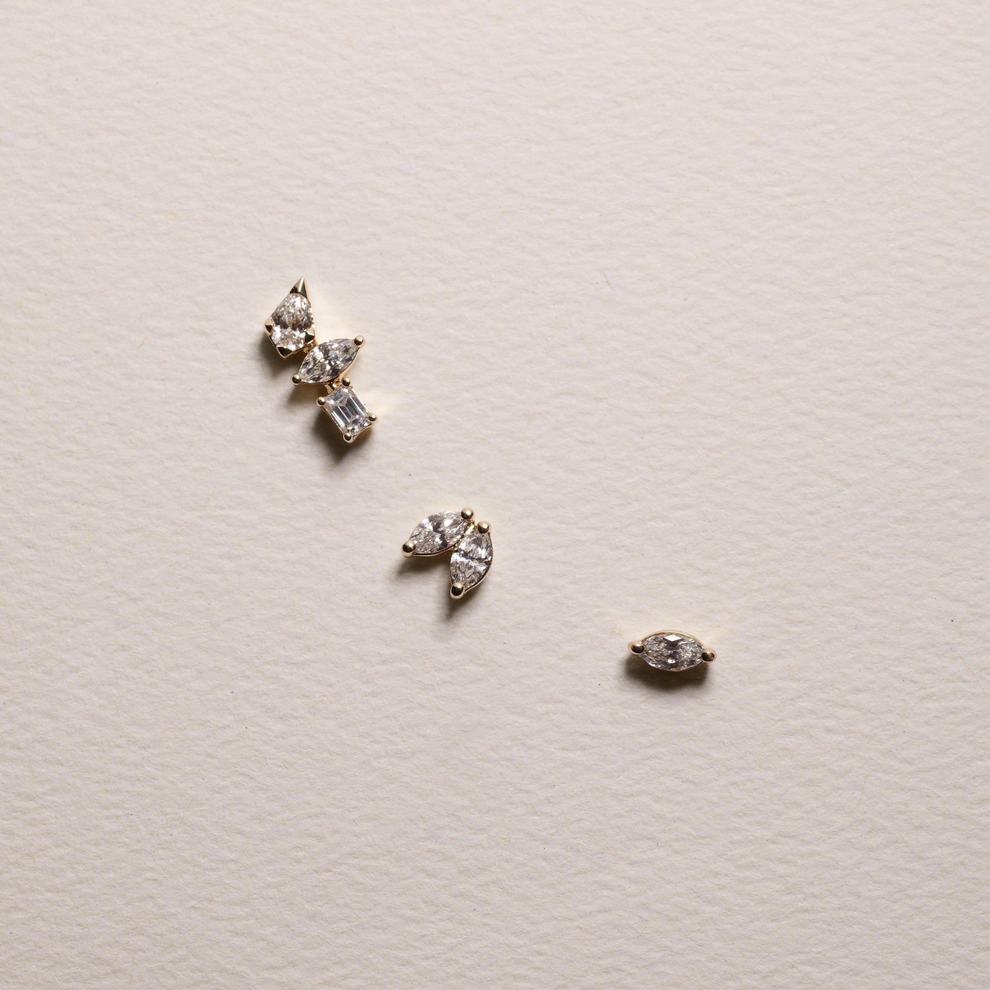 0.18 TCW Round, Marquise & Emerald Lab Grown Diamond Stud Earrings 3