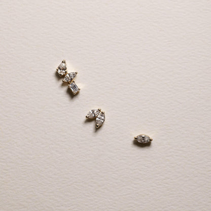 0.18 TCW Round, Marquise & Emerald Lab Grown Diamond Stud Earrings 3
