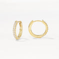 Load image into Gallery viewer, Golden Elegance: 0.12 TCW Round Lab Grown Diamond Hoop Earrings
