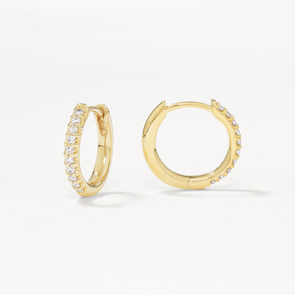 Golden Elegance: 0.12 TCW Round Lab Grown Diamond Hoop Earrings 1