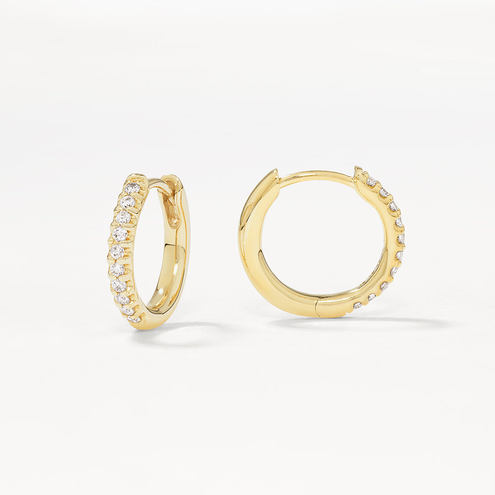 Golden Elegance: 0.12 TCW Round Lab Grown Diamond Hoop Earrings