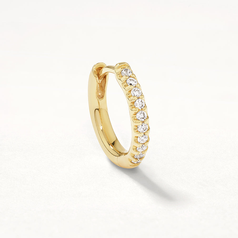 Golden Elegance: 0.12 TCW Round Lab Grown Diamond Hoop Earrings 3