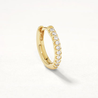 Golden Elegance: 0.12 TCW Round Lab Grown Diamond Hoop Earrings 3