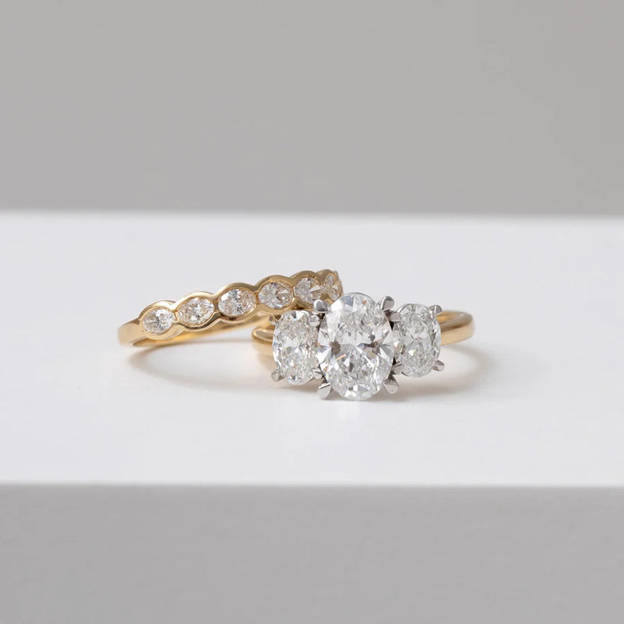 Curved- 0.25 CT Marquise Lab Grown Diamond Wedding Band
