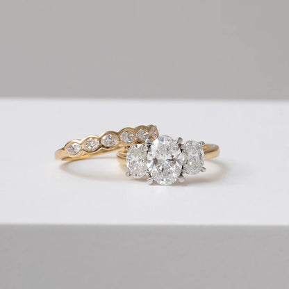 Curved- 0.25 CT Marquise Lab Grown Diamond Wedding Band
