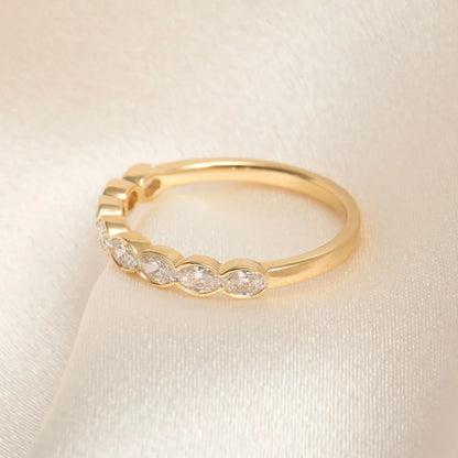 Curved- 0.25 CT Marquise Lab Grown Diamond Wedding Band