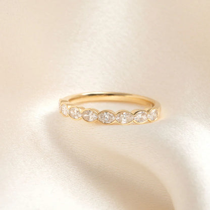 Curved- 0.25 CT Marquise Lab Grown Diamond Wedding Band