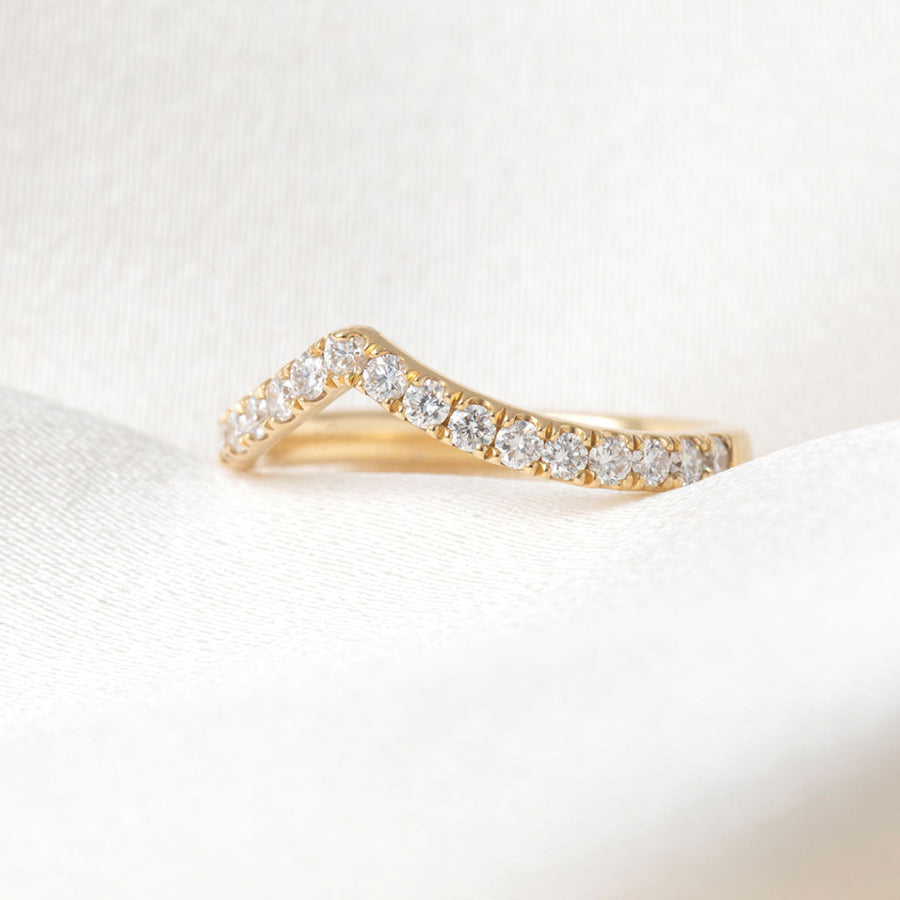 Curved- 0.25 CT Marquise Lab Grown Diamond Wedding Band