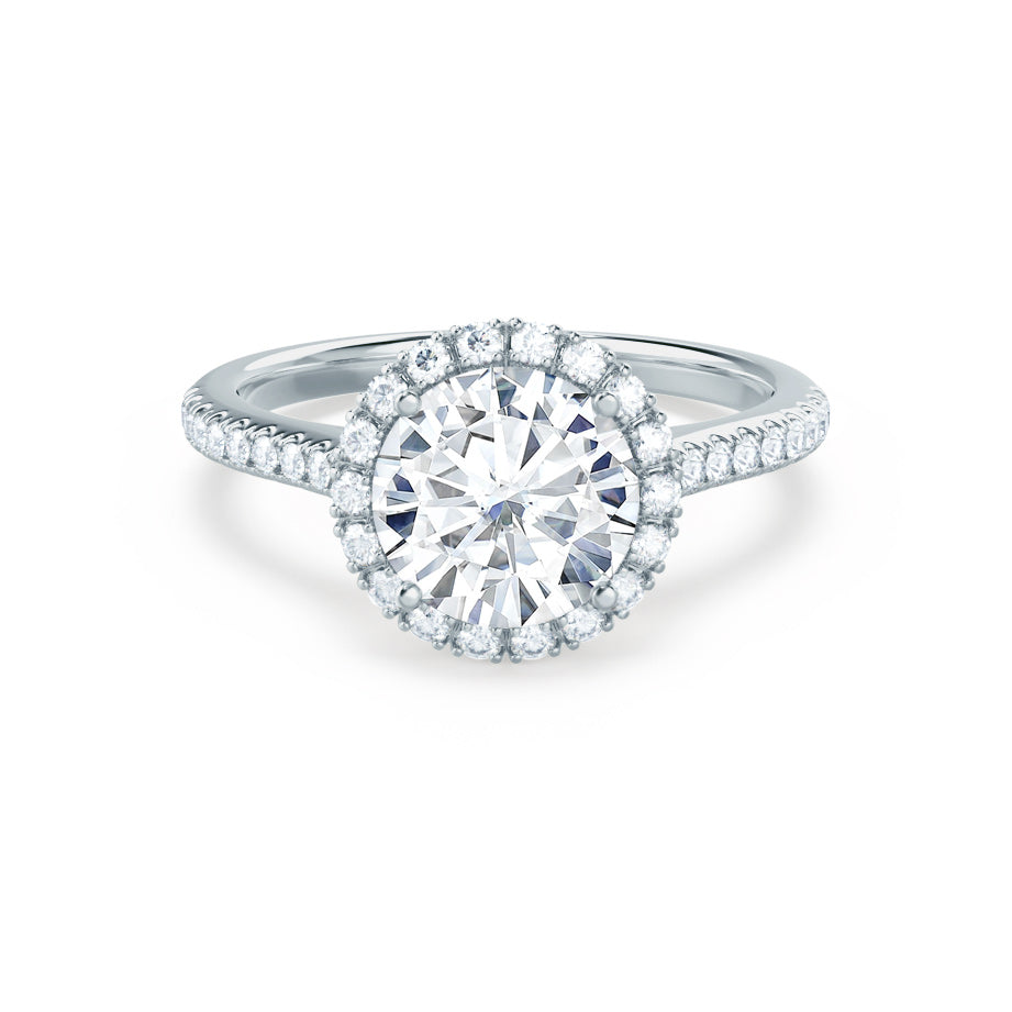 1.0 CT Round Lab grown Diamond Halo Pave Engagement Ring