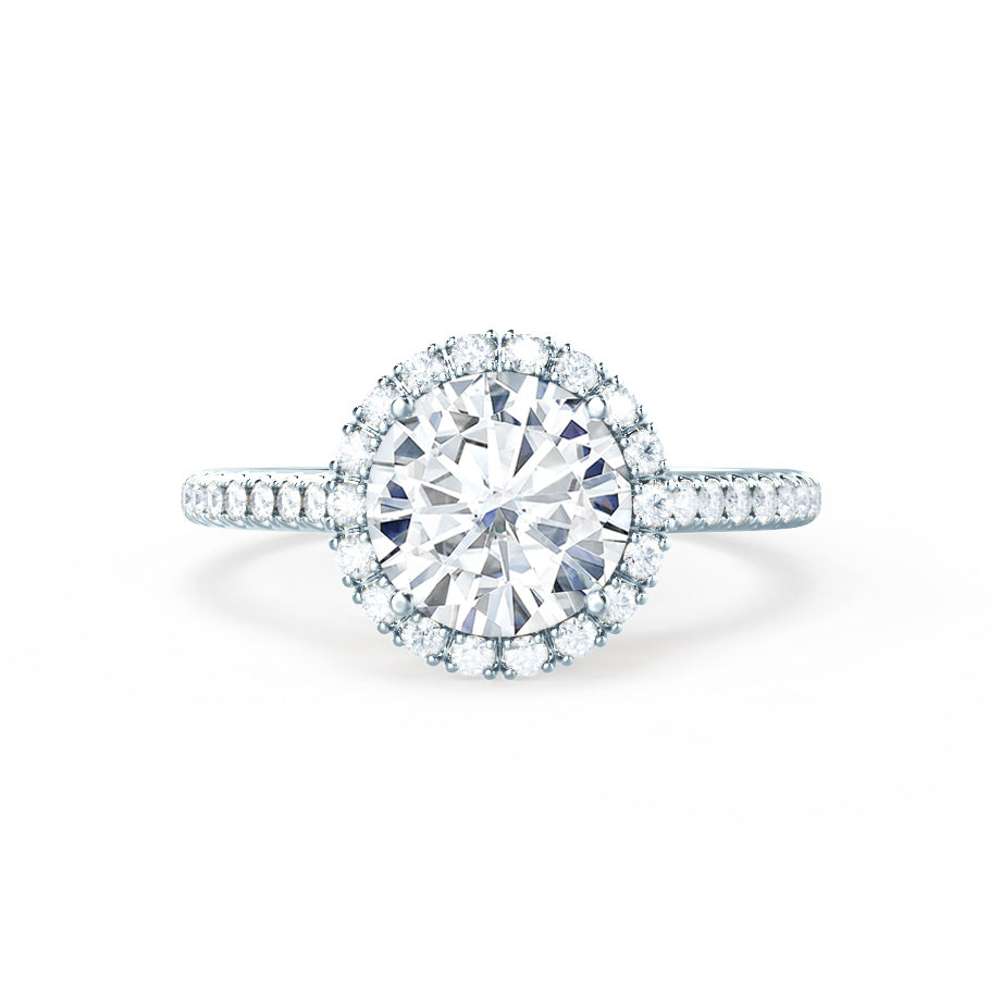 1.0 CT Round Lab grown Diamond Halo Pave Engagement Ring