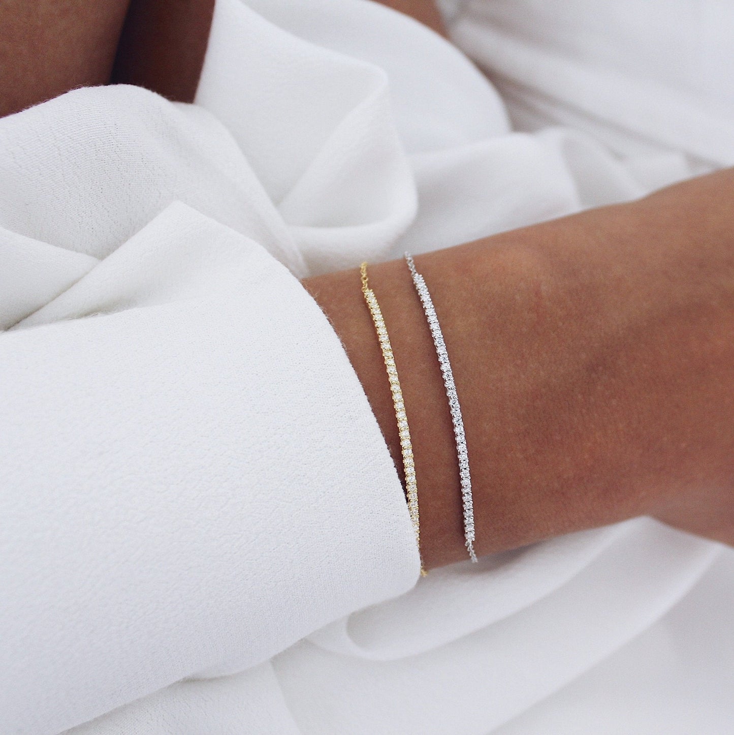 Elegant 0.4 TCW Round Lab-Grown Diamond Bracelet 17