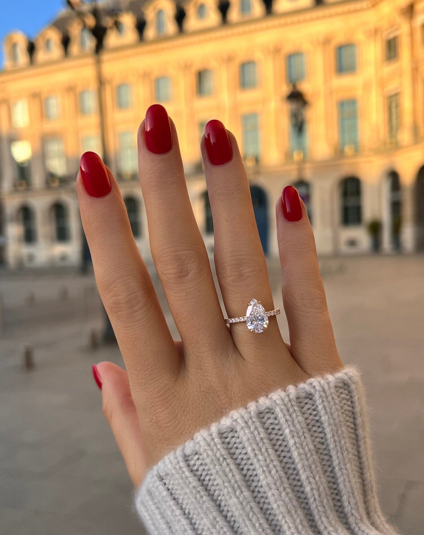 Elegant 2 CT Pear Lab-Grown Diamond Pave Engagement Ring 12
