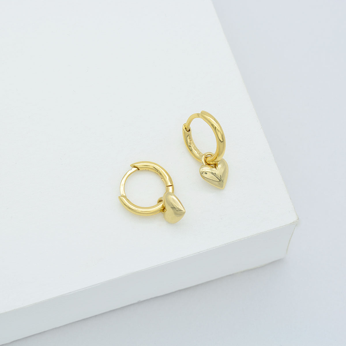 Timeless Gold Heart Charm Huggie Earrings