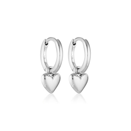 Timeless Gold Heart Charm Huggie Earrings 4