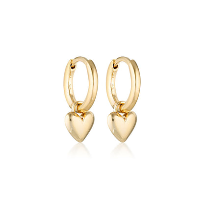 Timeless Gold Heart Charm Huggie Earrings 5