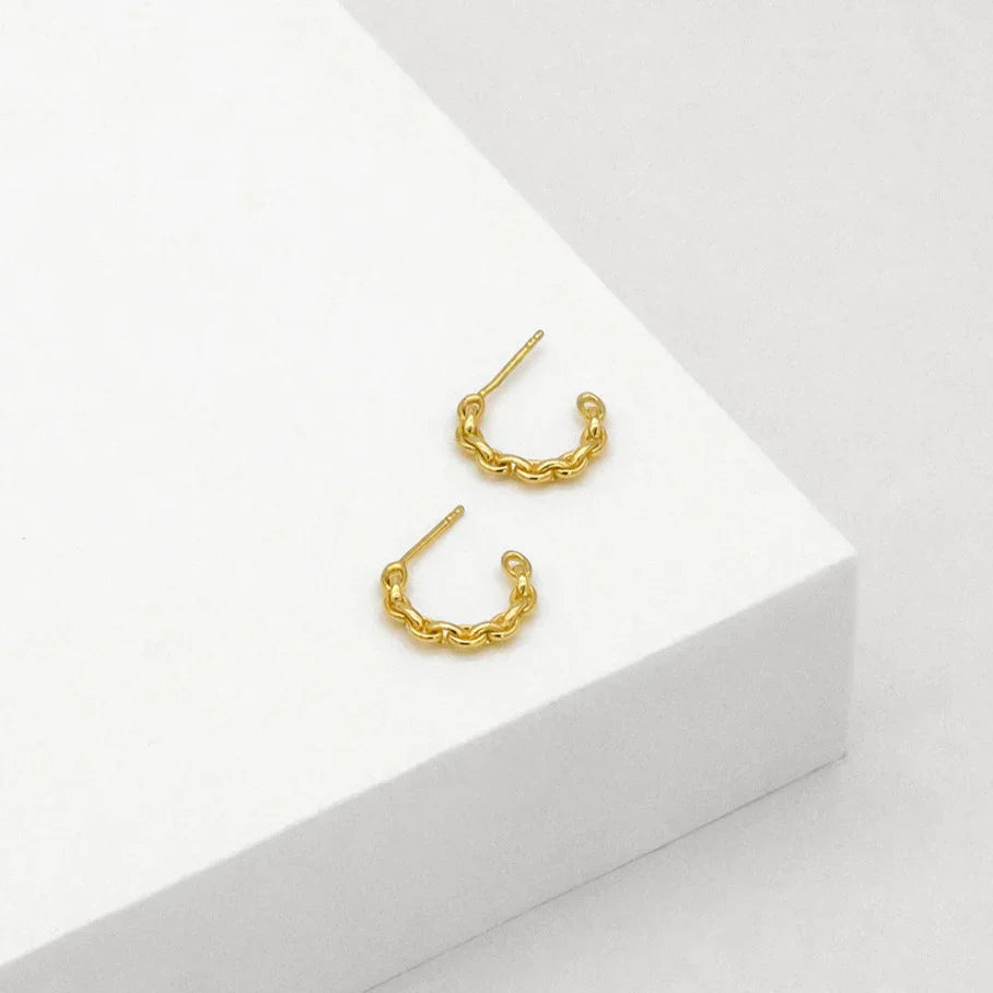 Chain C Shaped Hoop Earrings