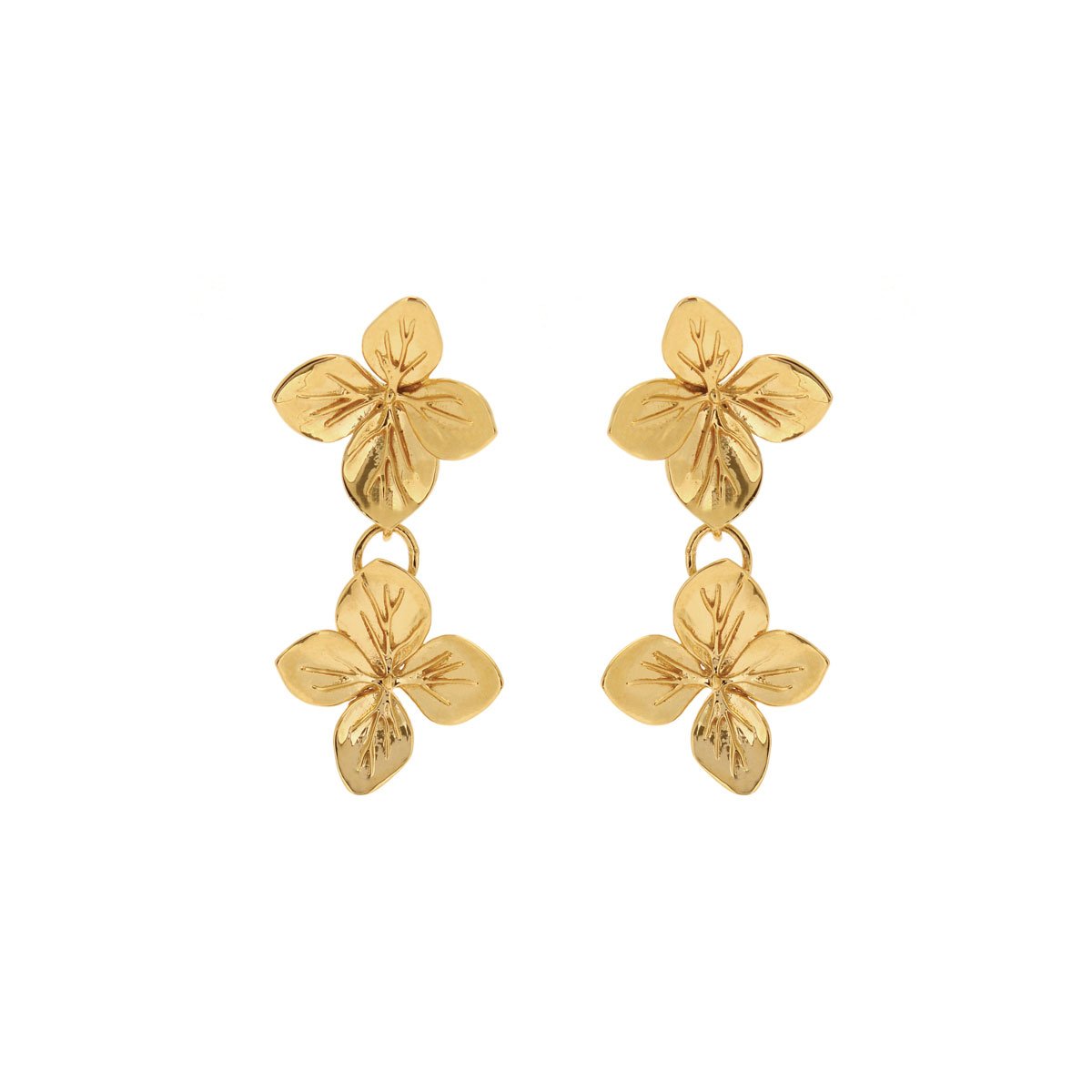 Golden Blossoms Double Drop Earrings