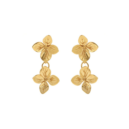 Golden Blossoms Double Drop Earrings