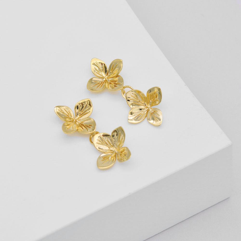 Golden Blossoms Double Drop Earrings