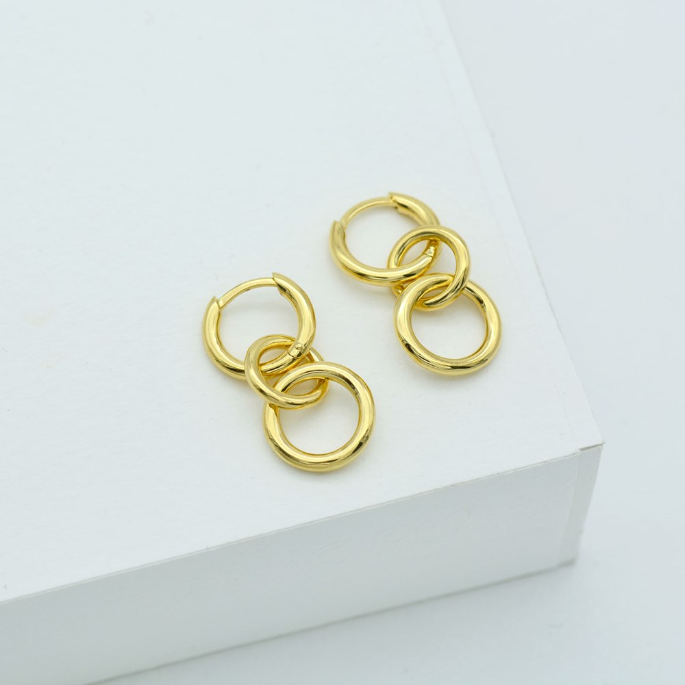 Triple Kindred Link Earrings, Gold or Silver 4