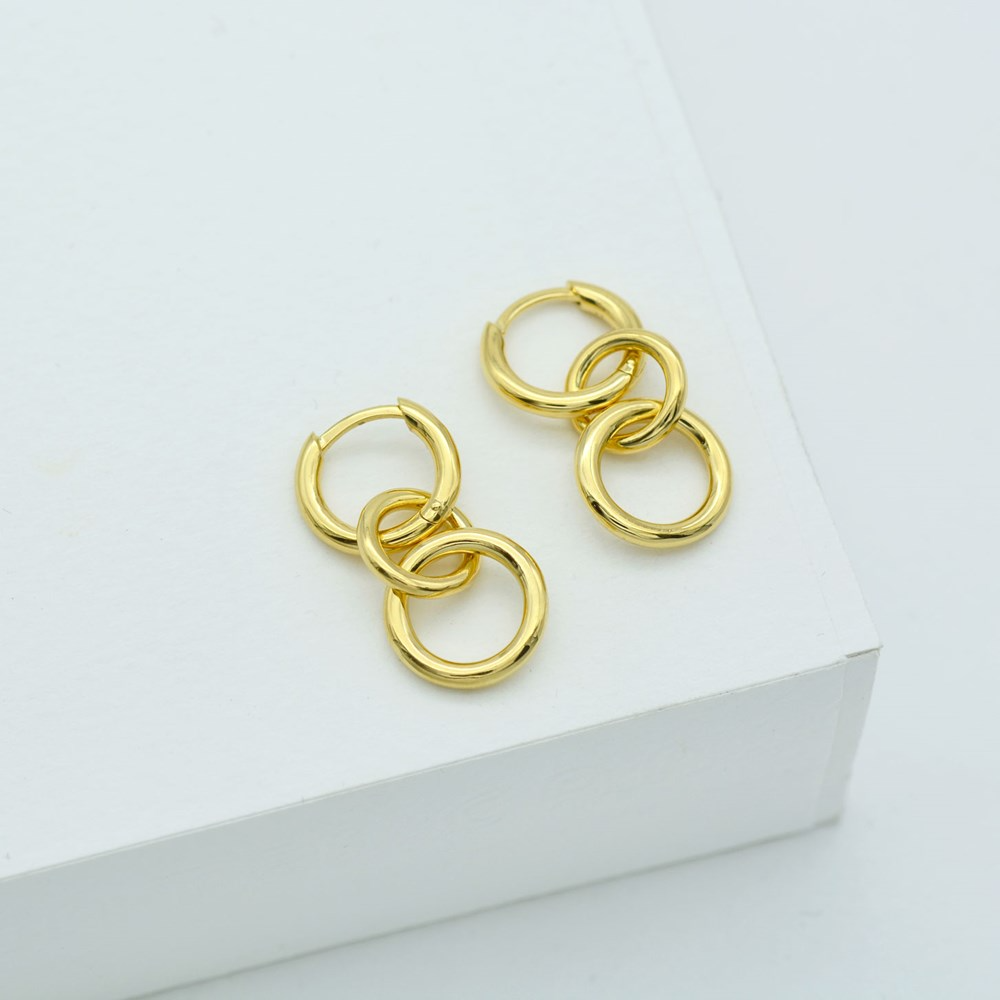 Triple Kindred Link Earrings, Gold or Silver