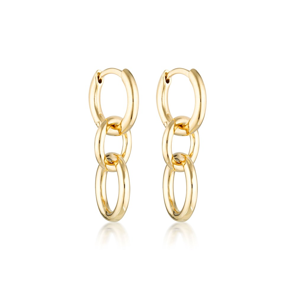 Triple Kindred Link Earrings, Gold or Silver 1