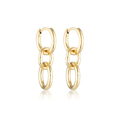 Triple Kindred Link Earrings, Gold or Silver 1