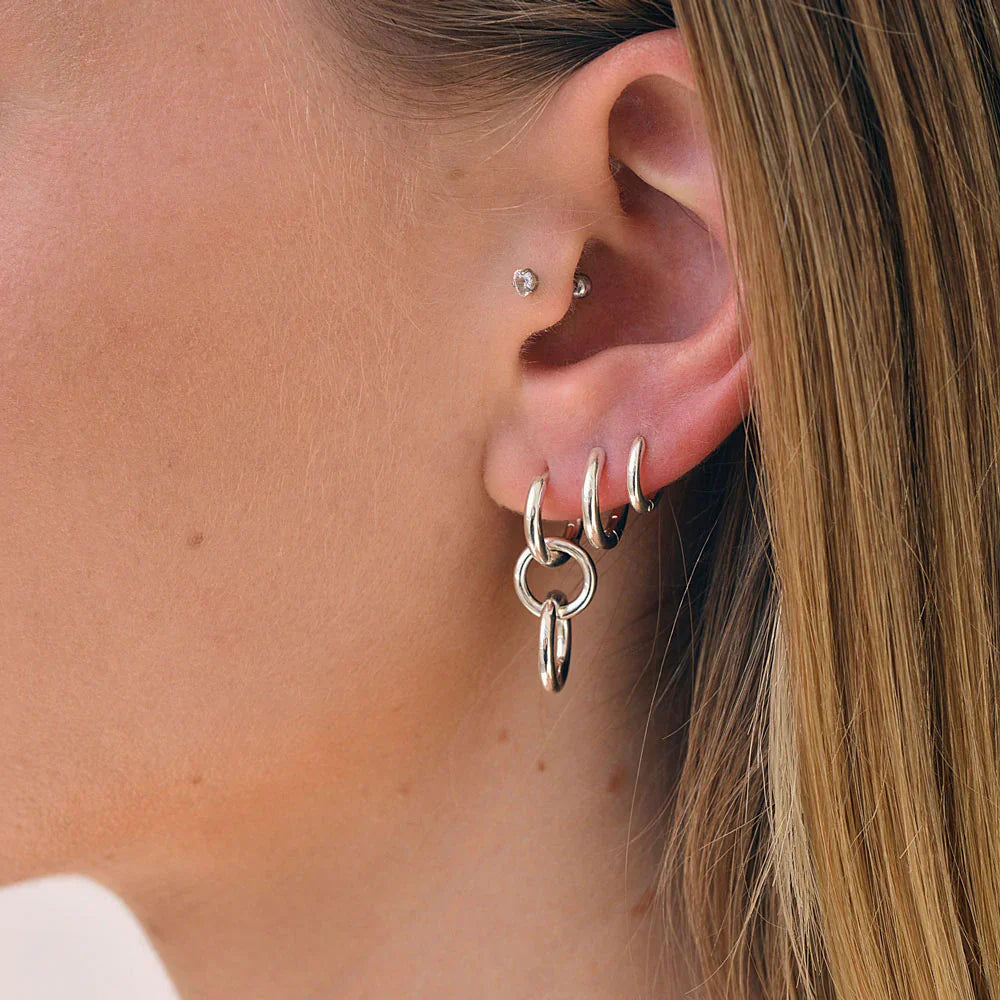 Triple Kindred Link Earrings, Gold or Silver 3
