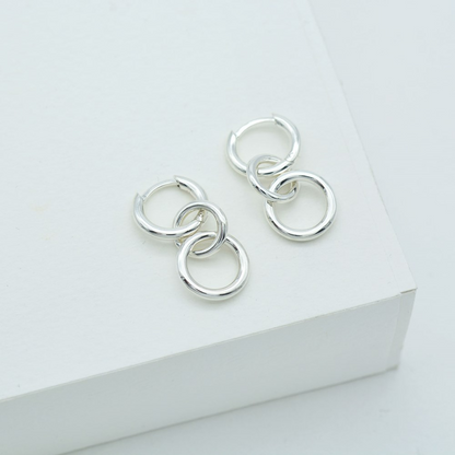 Triple Kindred Link Earrings, Gold or Silver 6
