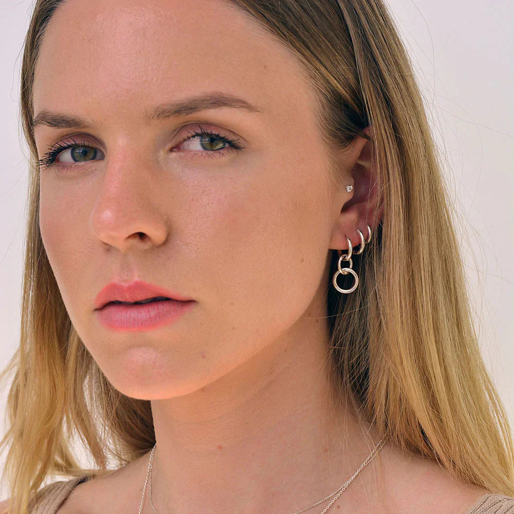 Triple Kindred Link Earrings, Gold or Silver