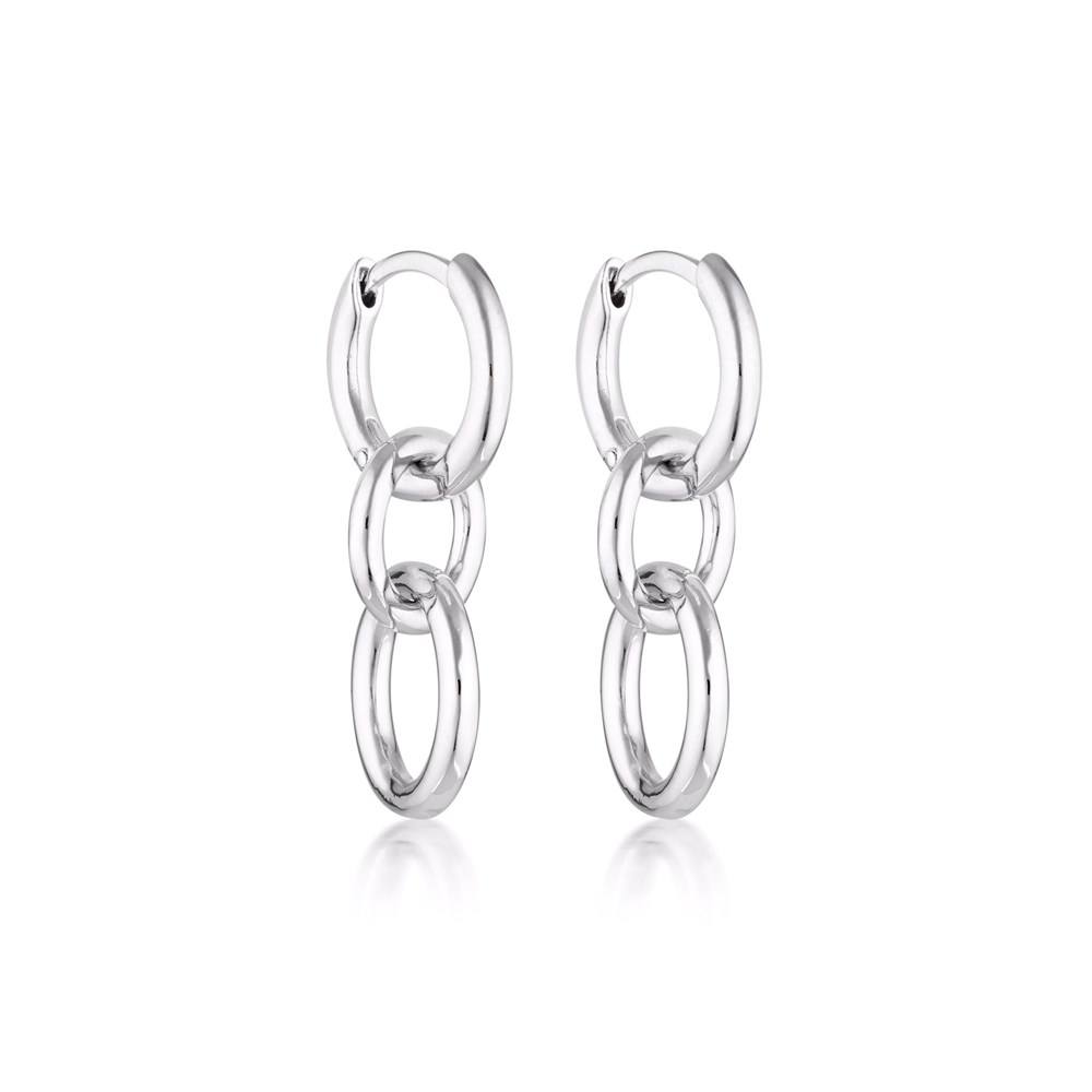 Triple Kindred Link Earrings, Gold or Silver 2