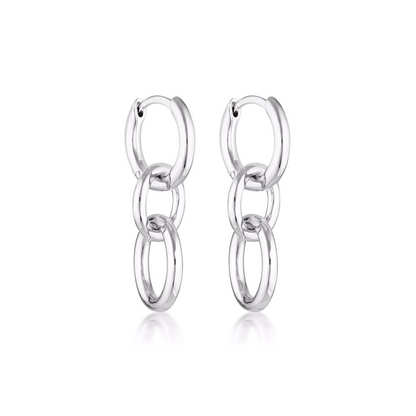 Triple Kindred Link Earrings, Gold or Silver 2